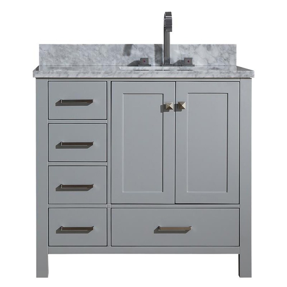 ARIEL CAMBRIDGE 37 IN. RIGHT OFFSET SINGLE SINK VANITY IN GREY