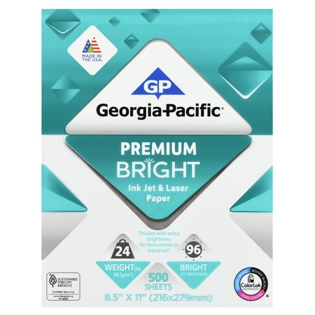 Georgia-Pacific Premium Bright Inkjet and Laser Paper, 8.5