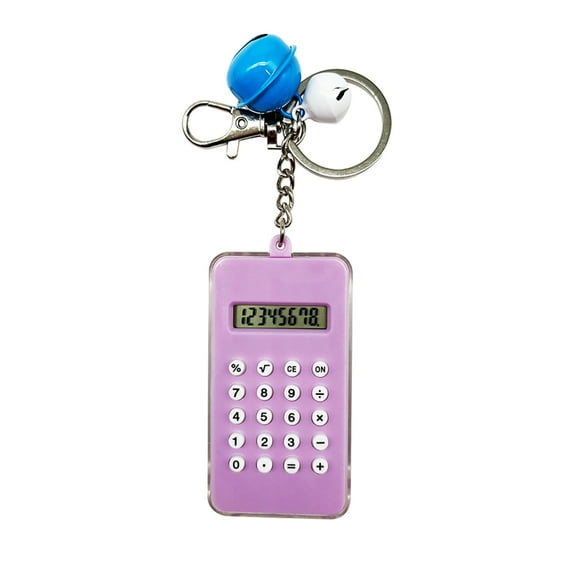 Amaiiu Portable Calculator with Keychain Digital Pocket Counter Math Calculating Tool Student Stationery for Home School Office Purple