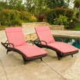 thumbnail image 3 of Noble House Salem Chaise Longue Extérieure en Osier Réglable avec Coussin Rouge (Ensemble de 2), 3 of 8