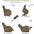 thumbnail image 5 of Lohoms Electric Power Lift Recliner Chair, Overstuffed Lift Chair Recliners for Elderly, Velvet Home Theater Seating Single Sofa Living Room,with Side Pockets Remote Control, Brown, 5 of 9