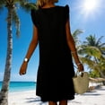 thumbnail image 5 of Gamivast Casual Dresses for Women Ruffle Cap Sleeve Round Neck Summer Dresses Cute Shift Dress Solid Drop Waist Frill Hem Loose Fit Daily Vacation Work, 5 of 8