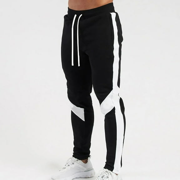 Htigea Clearance 2024 Fitness Sweatpants for Men Patchwork Joggers Cinch Bottom Sweatpants Workout Joggers Tight Fitting Elastic Waist Sport Pants with Pockets M-3XL