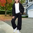 thumbnail image 4 of YunPes Boys Girls 3 Piece Outfits Athletic Sweatsuit T-Shirts + Zip up Hooded Jacket + Baggy Wide Leg Track Pants Sets for Kids, 4 of 6