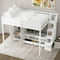 thumbnail image 3 of Euroco Wood Full Size Loft Bed with Desk and Wardrobe, Storage Shelves and Cabinets, White, 3 of 14