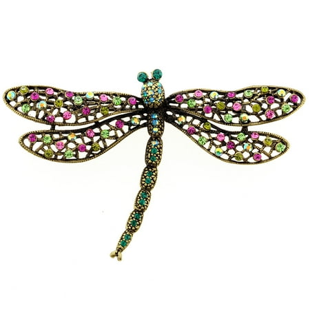 - Multicolor Dragonfly Crystal Pin Brooch And Pendant