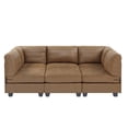 thumbnail image 4 of Partner Furniture Faux Leather Easy to Assemble Sectional Sofa, Caramel, 4 of 10