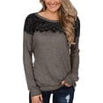 thumbnail image 1 of Pompotops Blouse Décontractée Automne pour Femmes Col Rond Sexy Manches Longues en Dentelle, 1 of 4