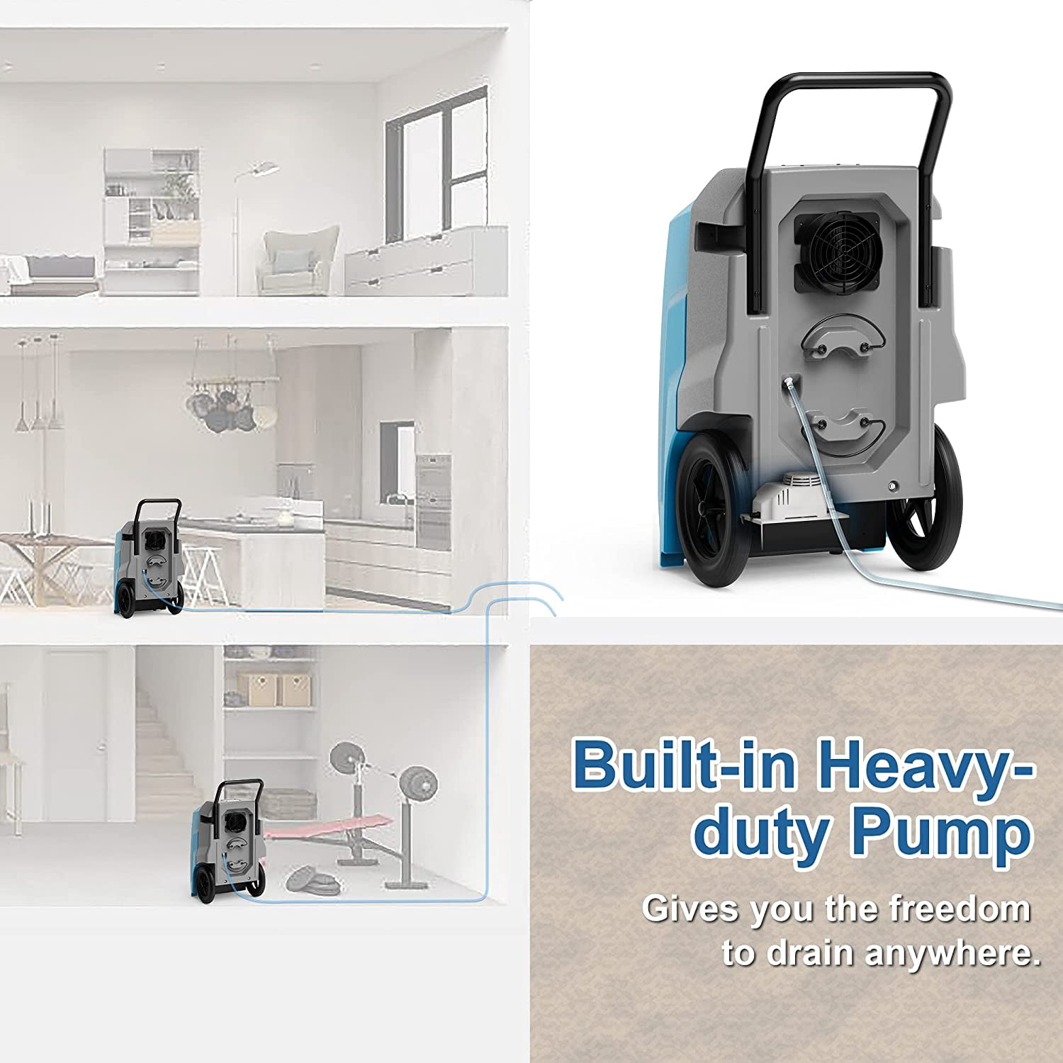 ALORAIR 180 Pints Smart WiFi LGR Commercial Dehumidifier with Pump Drain Hose, 2,300 Sq.Ft Dehumidifier Portable Industrial Dehu with Wheels for Water Damage Restore, Basements, Garages, and Job Site