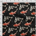 thumbnail image 3 of oneOone Cotton Jersey Black Fabric Bubbles & Koi Fish Ocean Sewing Craft Projects Fabric Prints By Yard 58 Inch Wide, 3 of 4