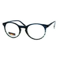 thumbnail image 2 of Round Keyhole Thin Plastic Horn Rim Tri-focal Progressive Reader Eyeglasses Blue Teal Stripe 1.5, 2 of 4