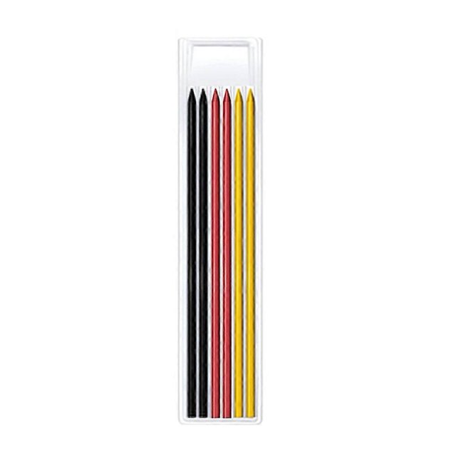 Juego de lápices de carpintero sólidos, lápiz mecánico para carpintería, 3 colores de repuesto, herramienta de marcado para construcción, para arco de carpintero.