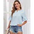 thumbnail image 2 of Blusa Altelime de algodón para mujer, manga corta, cuello en V, azul XXL, 2 of 5