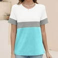 thumbnail image 3 of ameIAEA Summer Short Sleeve Tops for Women Round Neck Color Block Casual Loose Tee Shirts, 3 of 6