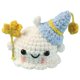 thumbnail image 1 of xihome Llavero de fantasma tejido de Halloween, colgante para coche, lindo accesorio para muñeco con sombrero en morado, amarillo y azul, 1 of 6