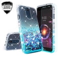 thumbnail image 1 of LG X Power 3 / LG X5 2018 / LG X Charge 2 Case, Liquid Glitter Cute Phone Case w/[Screen Tempered Glass] Bling Diamond Girls Women - Aqua/Clear, 1 of 5