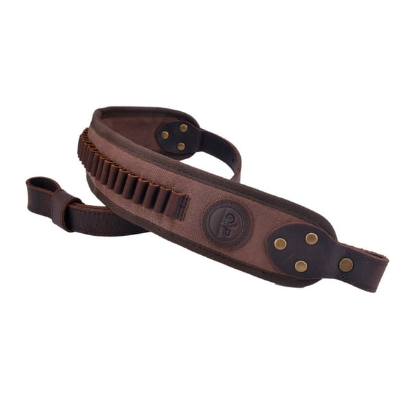 Leather Canvas Rifle Sling Gun Shell Slots Straps for .17HMR, .22LR, .22MAG Hunting