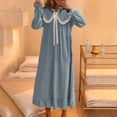thumbnail image 5 of Kezqiaxn Nightgowns for Women Flannel Long Sleeve Warm Loose Sleepwear Ruffle Collared Casual Dress Womens Nightgown Blue L, 5 of 5