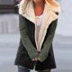 thumbnail image 2 of Mujer invierno cálido compuesto felpa botón solapas chaqueta prendas de vestir abrigo bolsillos Patchwork manga larga Tops Pompotops qwe18193, 2 of 6