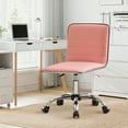 thumbnail image 2 of Furniliving Furniliving Modern Armless Office Chair, Adjustable Swivel Office Desk Chair with Wheels PU Leather Task Chair for Home Office, Pink, 2 of 9