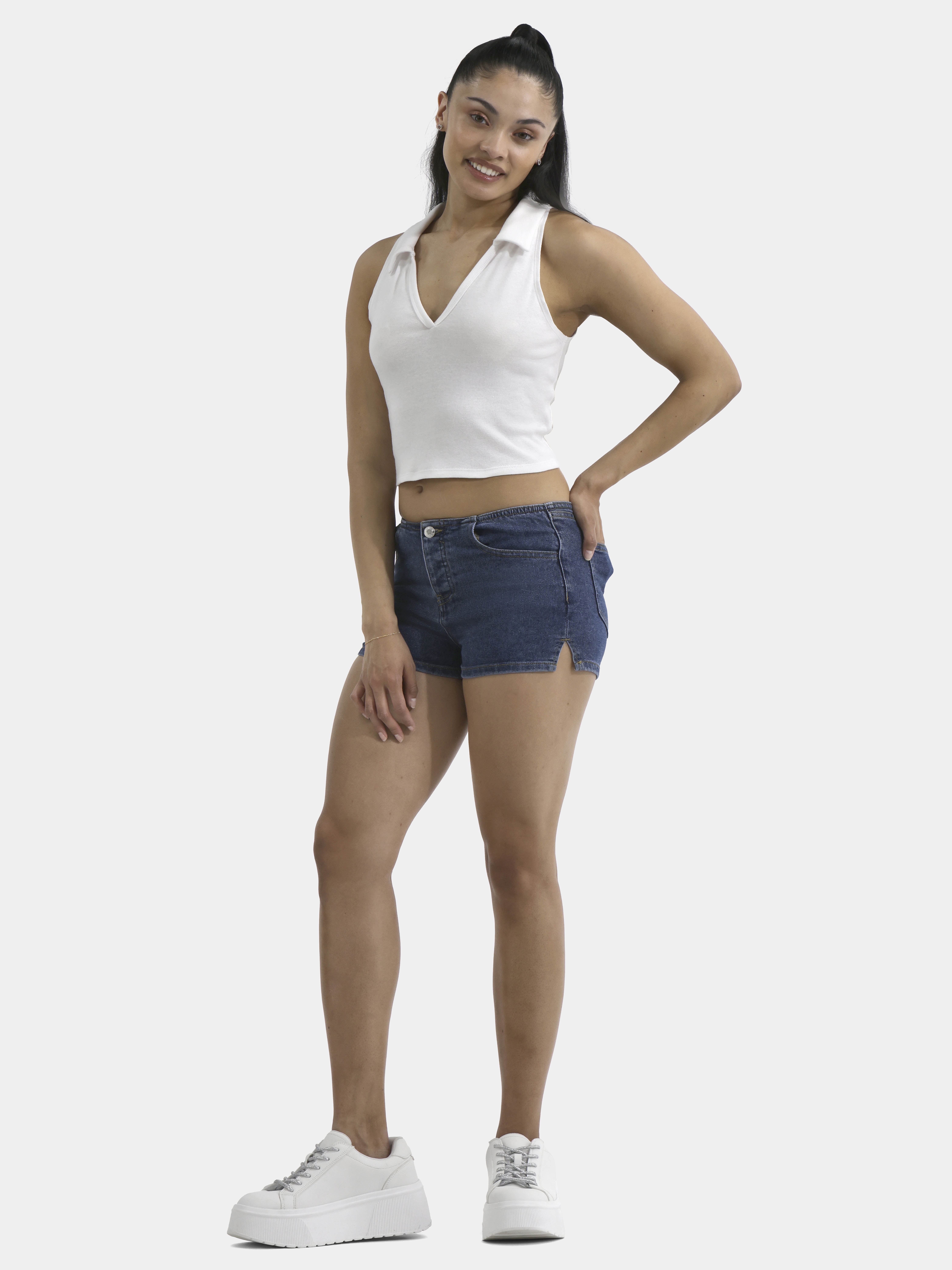 No Boundaries Denim Hot Low-Rise Shorts, 2'' Inseam, Women's