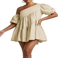 thumbnail image 3 of Summer Mini Dress with Short Puff Sleeves and Tiered Design, 3 of 6