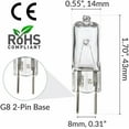 thumbnail image 2 of Simba Lighting Halogen Light Bulb G8 T4 50W JCD Bi-Pin Longer 1.7" Length 120V, 2700K, 10-Pack, 2 of 11