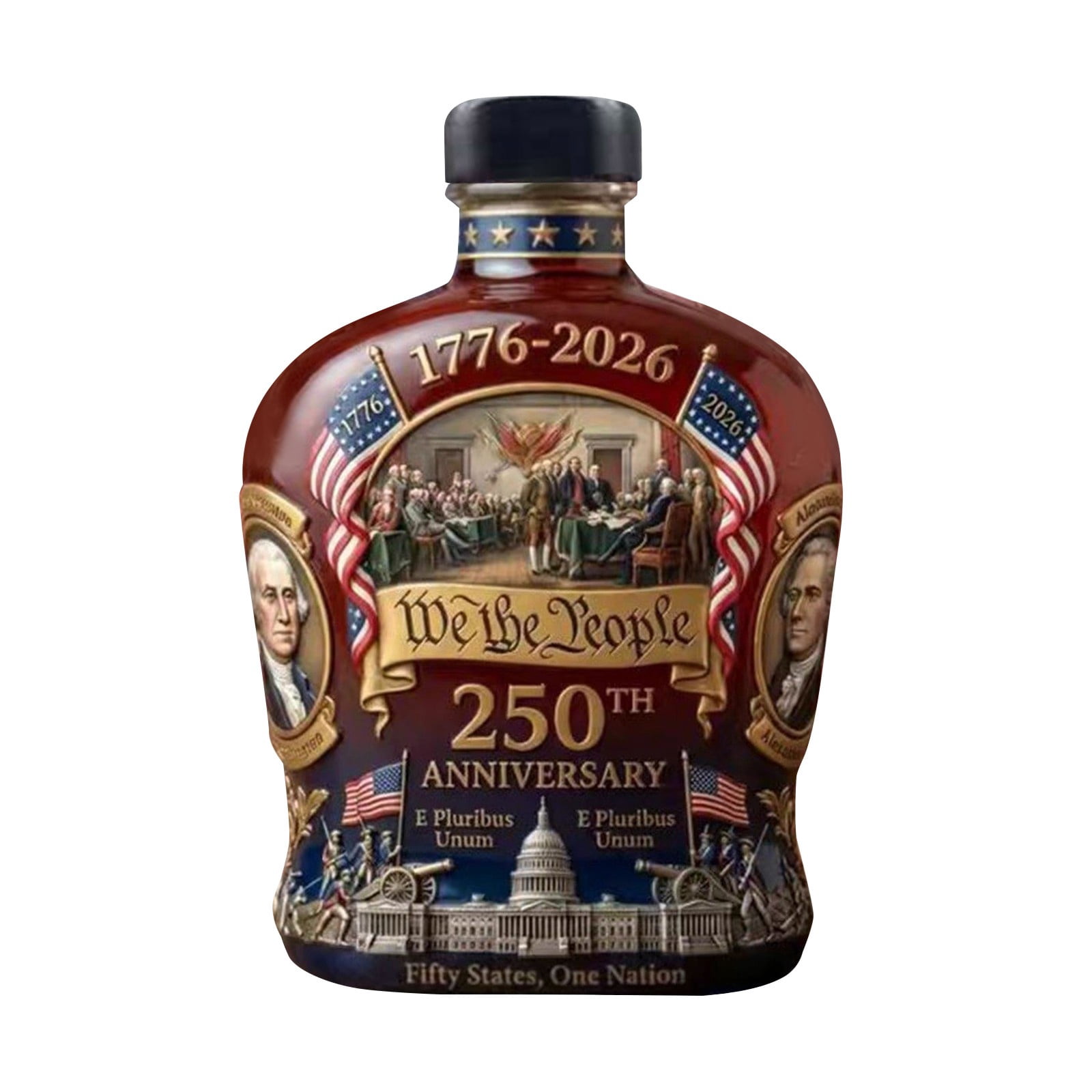 U.S. 250th Anniversary Commemorative Whiskey Bottle, America 250 Anniversary Heritage Whiskey Glass, Perfect for Father’s Day & Liquor Collectors