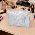 thumbnail image 5 of Bolsas Únicas 1 Pc Versátil Bolsa de Maquillaje con Relieve de Flor para Vacaciones Azul Mediana de Poliéster, 5 of 5
