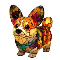 LAMIRO Halloween Corgi Lamp,Retro Stained Resin Tabletop Night Light,Dog Series Art Night Light,Dog Lamp Stained Glass,3D Cute Pet LED Table Lamps,Gift for Lovers (5.9inches)