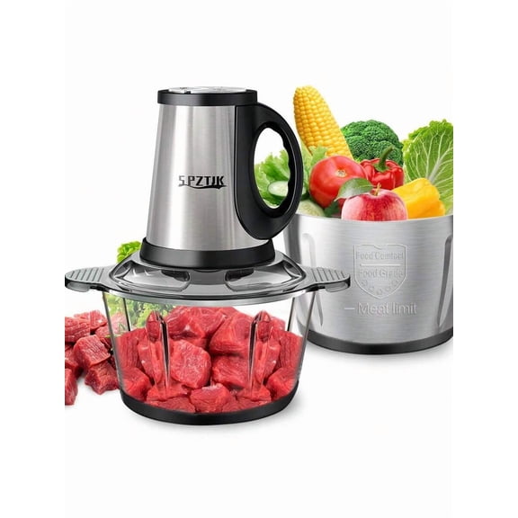 SPZTJK Electric Meat Grinder 8-Cup Bowl 6-Second Fast Chopper
