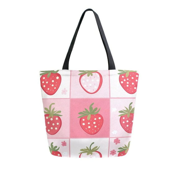 DIXRUYEE Tote Bag Women Weekender Travel Bag Shoulder Handbag Sweet Strawberry Patch Printed