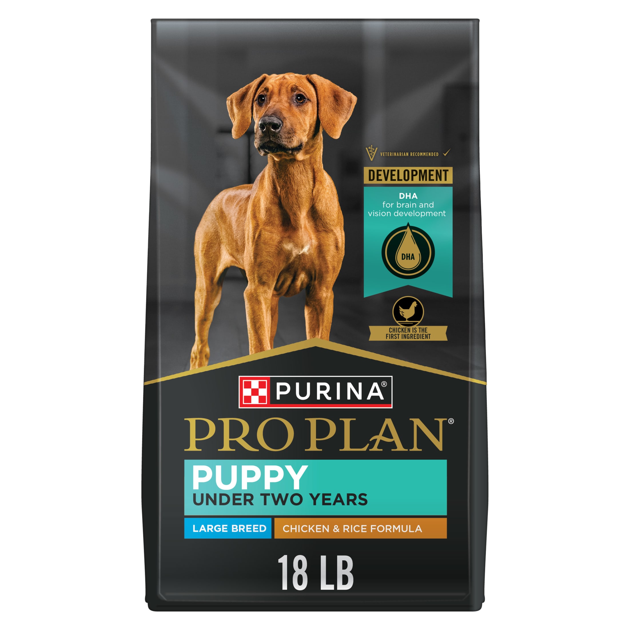 Purina Pro Plan Puppy Dry Dog Food for Large Dogs Under 2 Years, Real Chicken & Rice, 18 lb Bag