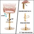 thumbnail image 4 of LukeAlon Modern Velvet Adjustable Barstools Set of 2, 360° Swivel Counter Stools with Golden Base Upholstered Open Back Tall Bar Chairs with Footrest for Home Pub Kitchen, Pink, 4 of 8