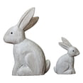 thumbnail image 3 of Estatua de conejo de madera de 2 piezas, escultura de conejo, artesanía, figura de animal coleccionable, adorno de mesa para estante, balcón, patio,, 3 of 9