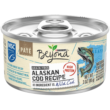 Purina Beyond Grain Free, Natural, High Protein Pate Wet Cat Food, Alaskan Cod Recipe - (12) 3 oz. (Best High Protein Low Carb Cat Food)