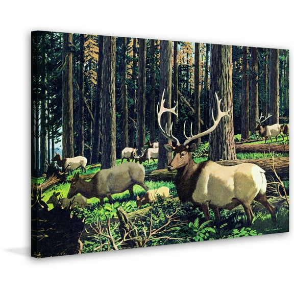 Marmont Hill "Elk Herd" Painting Print on Wrapped Canvas