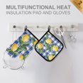 thumbnail image 4 of Yayeee Oven Mitts and Pot Holder Set of 2 Heat Resistant Kitchen Gloves Baking Hot Pad, Blue Plaid Lemon, 4 of 5