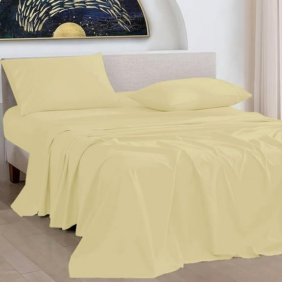 Premium Twin Size 4 Piece Sheet Set 100% Egyptian Cotton Sheets 800 Thread Count Sateen Weave Sheet Set, Soft Long Staple Cotton 12" Inch Deep Pocket Bed Sheets - Ivory Solid