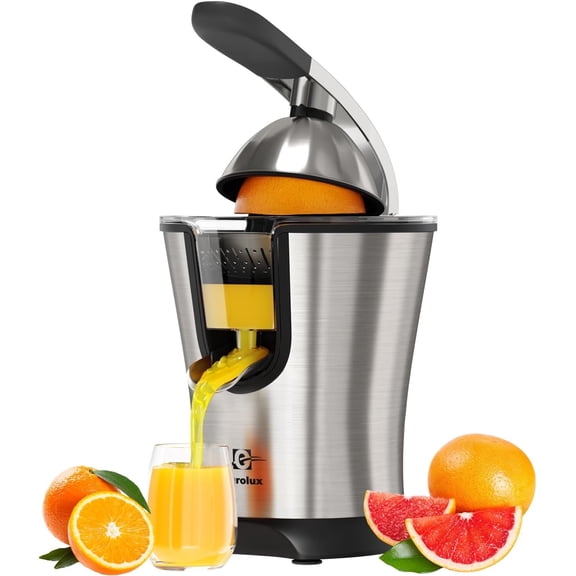 Eurolux Stainless Steel Citrus Juicer 120-Watt Electric Juicer with Soft Grip and Pulp Control
