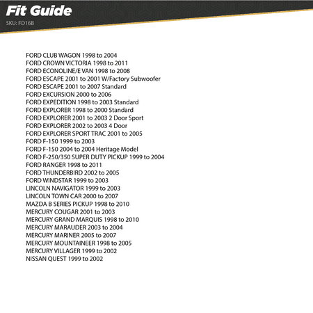 Scosche FD16B Wiring Harness Compatible w/ Non-Amp 1998-2011 Ford/Lincoln/Mazda/Mercury/Nissan