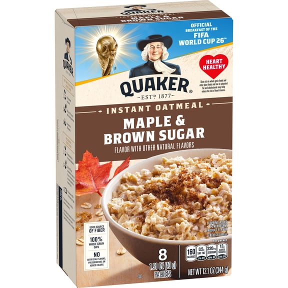 Quaker Instant Oatmeal, Maple Brown Sugar, 12.1 oz, 8 Packets