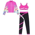 thumbnail image 3 of Runhomal Kids 3 Piece Figure Skating Tracksuit Girls Zipper Jacket Sport Tank and Yoga Pants Set Hot Pink 16, 3 of 5
