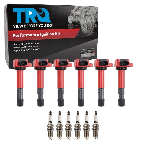 TRQ Ignition Coil and Spark Plug Kit 12 Piece Coil on Plug Fits 2001-2009 Acura MDX 2004-2007 Honda Accord 2003-2008 Pilot 2006-2008 Ridgeline