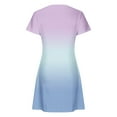 thumbnail image 5 of Homenesgenics Womens Dresses under $10.00 Women's Summer Gradient Color Double Pocket Short Sleeve Round Neck T-Shirt Dress Blue XL, 5 of 5