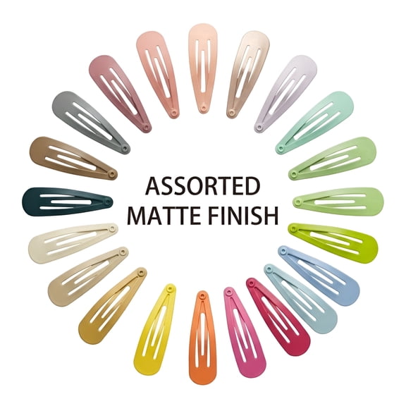 60 Piece Snap Hair Clips for Women and Girls, 2 inch Matte Metal Waterdrop Barrettes, Assorted Colors