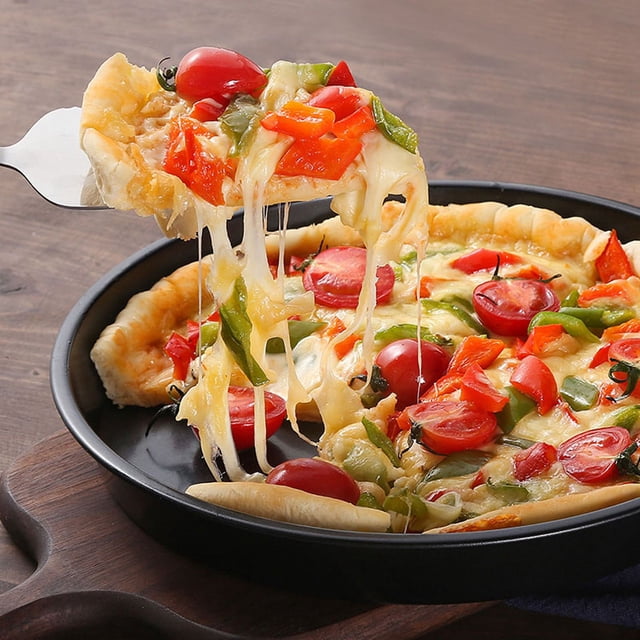 8 pulgadas-En existencia Bandeja para pizza para hornear Bandeja para pizza de acero al carbono inoxidable para el hogar Molde redondo para hornear pizza DIY