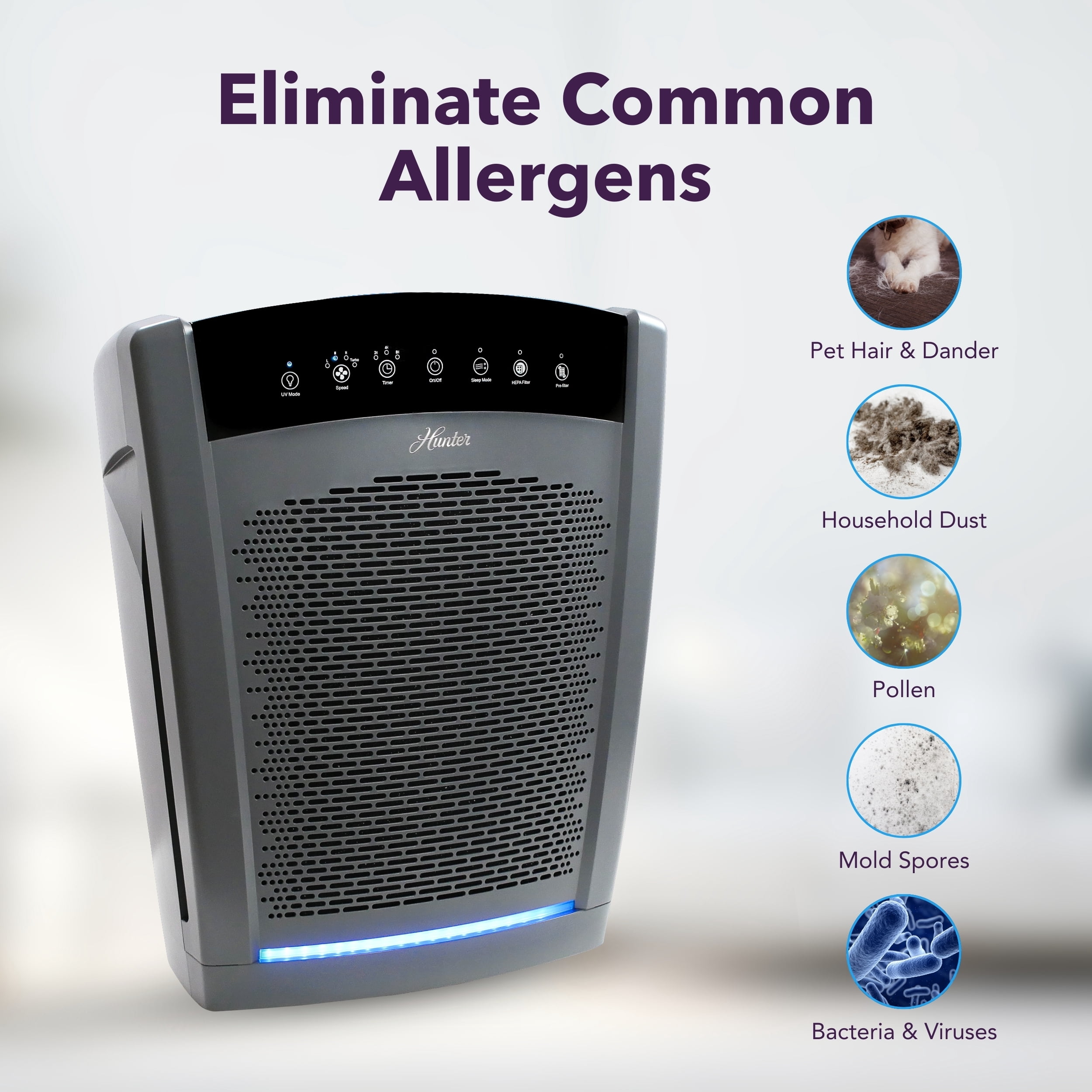 Hunter HP850UV Air Purifier, Graphite w/additional filter value pack