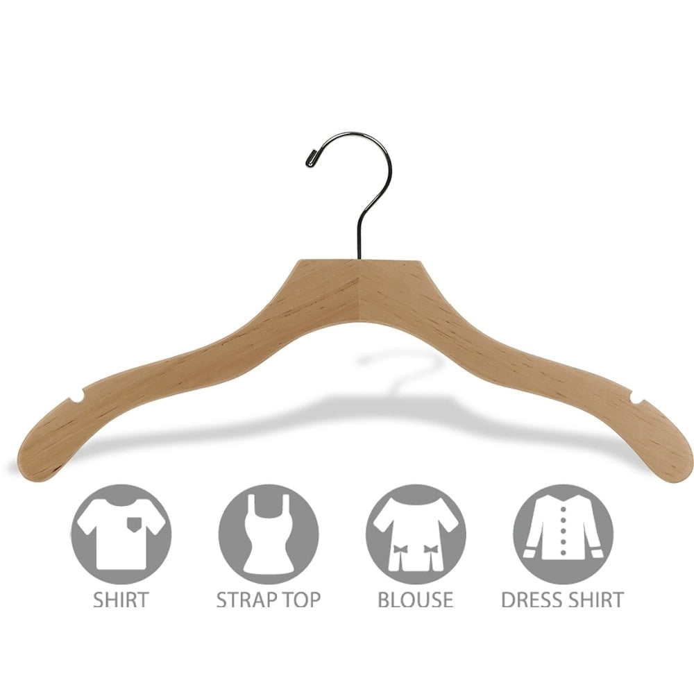 The Great American Hanger Company Natural Finish Notched Wavy Suit Hangers (50-pack)
