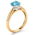 thumbnail image 3 of Gem Stone King 10K Two Tone Gold Swiss Blue Topaz Solitaire Engagement Ring for Women (1.12 Cttw, Gemstone November Birthstone, Cushion Checkerboard 6MM), 3 of 4